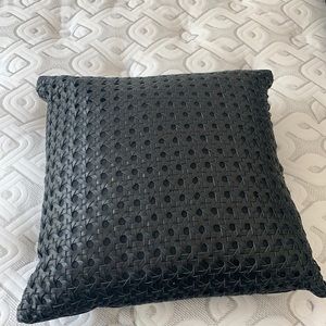 Black leather throw pillows